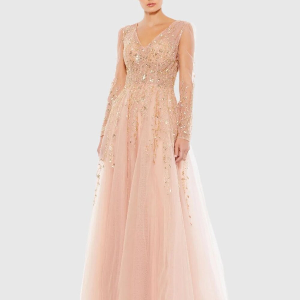 $598 NWT Mac Duggal 20295 Pink Champagne Dress